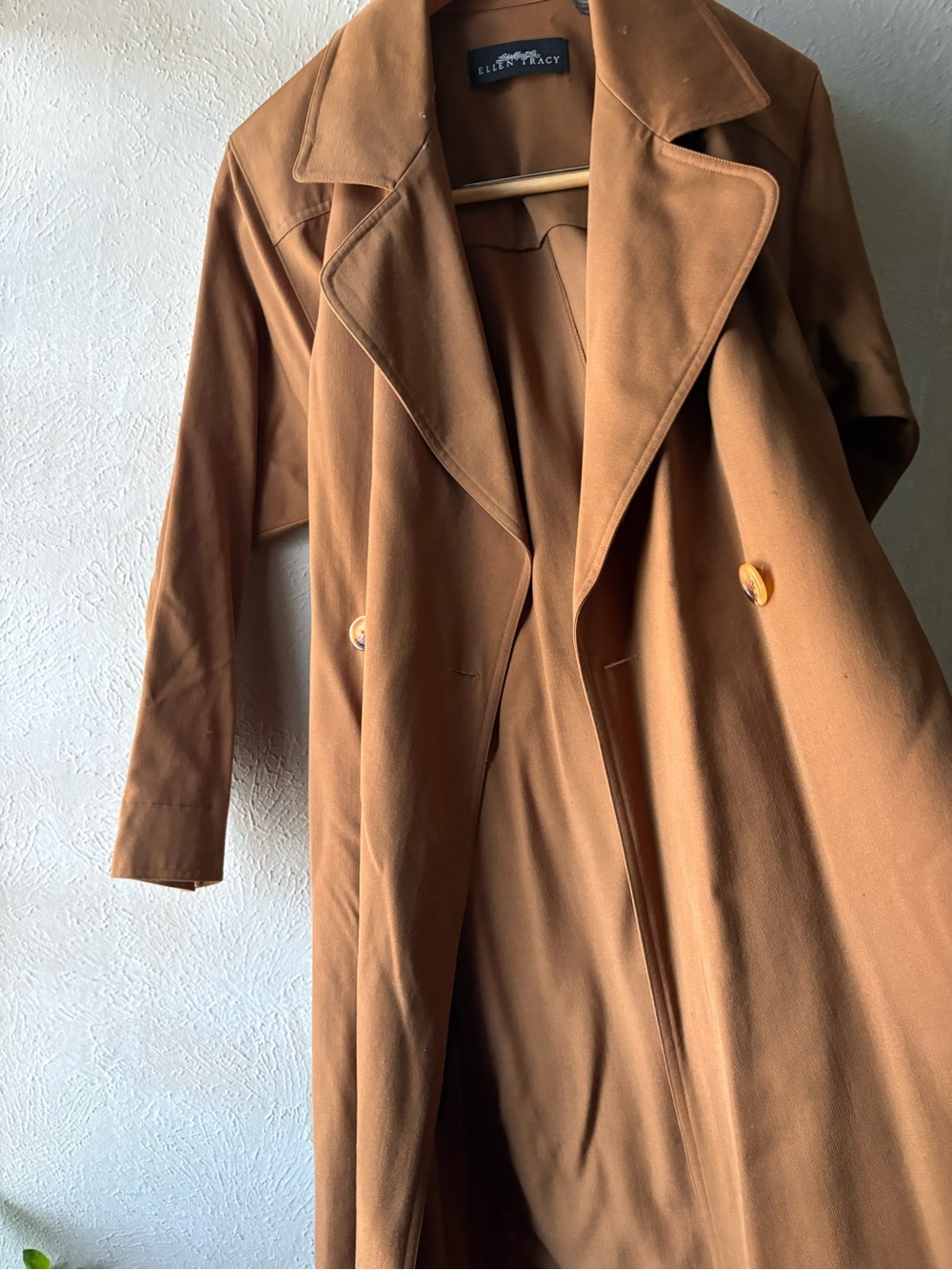 Ellen Tracy Rust Brown Long Trench Coat
